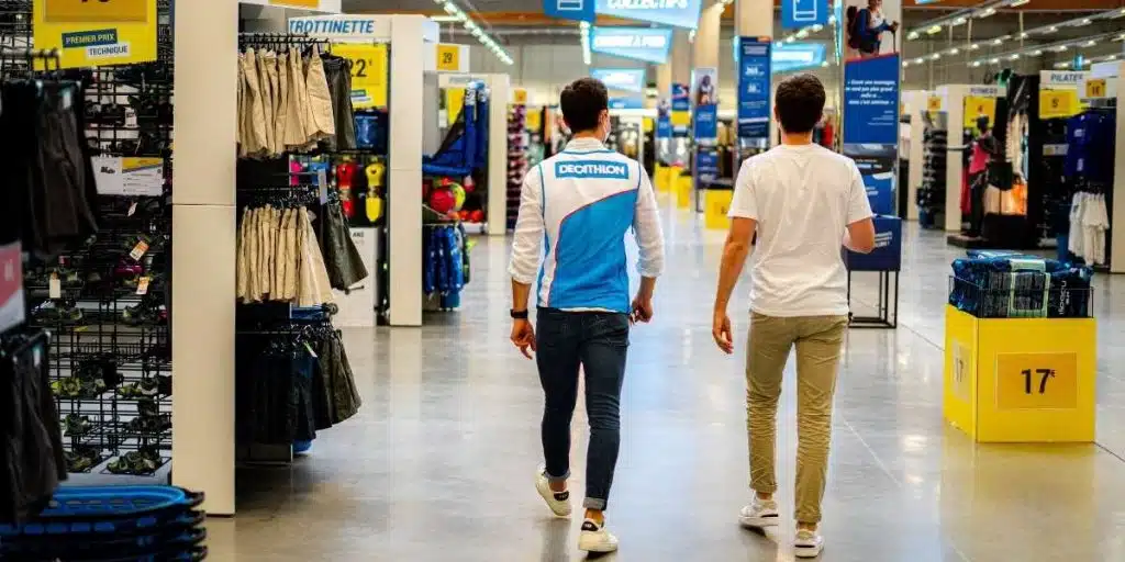 Allée d'un magasin Décathlon