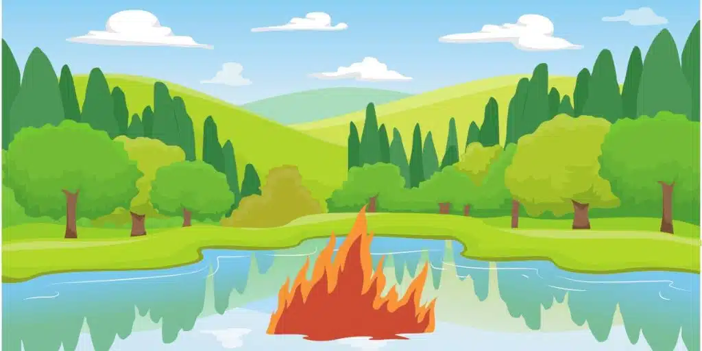 French expression: Il n'y a pas le feu au lac