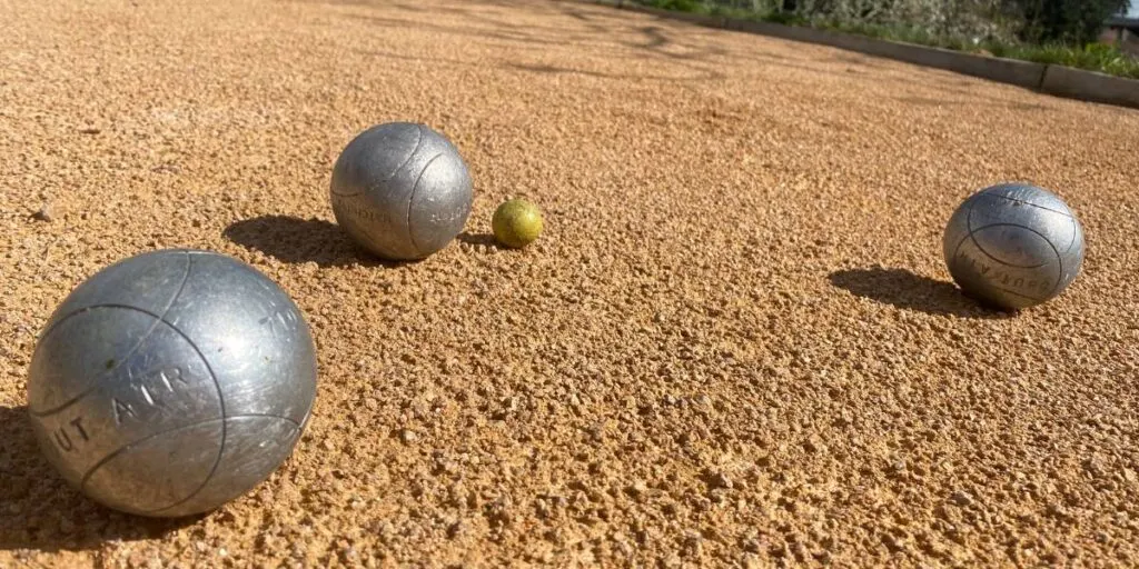 Petanque balls in a game