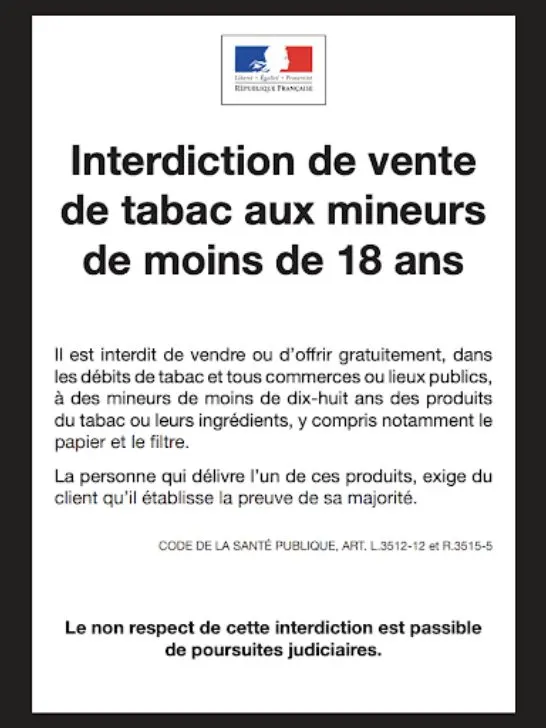 Loi française sur l’âge de la consommation de tabac